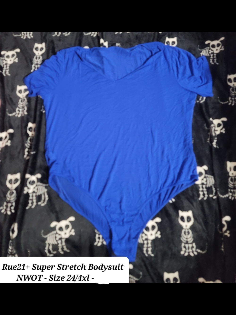Rue21 Royal Blue V-Neck Short Sleeve Bodysuit